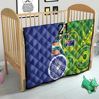 India Vs Australian Cricket Custom Quilt Ashoka Chakra and Aboriginal Together - Wonder Print Shop