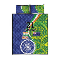 India Vs Australian Cricket Custom Quilt Bed Set Ashoka Chakra and Aboriginal Together - Wonder Print Shop