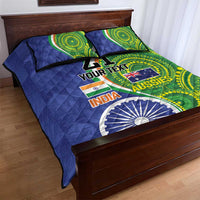 India Vs Australian Cricket Custom Quilt Bed Set Ashoka Chakra and Aboriginal Together - Wonder Print Shop