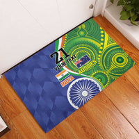 India Vs Australian Cricket Custom Rubber Doormat Ashoka Chakra and Aboriginal Together - Wonder Print Shop