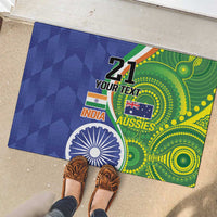 India Vs Australian Cricket Custom Rubber Doormat Ashoka Chakra and Aboriginal Together - Wonder Print Shop