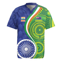 India Vs Australian Cricket Custom Rugby Jersey Ashoka Chakra and Aboriginal Together - Wonder Print Shop