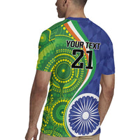 India Vs Australian Cricket Custom Rugby Jersey Ashoka Chakra and Aboriginal Together - Wonder Print Shop