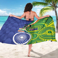 India Vs Australian Cricket Custom Sarong Ashoka Chakra and Aboriginal Together - Wonder Print Shop