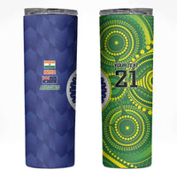 India Vs Australian Cricket Custom Skinny Tumbler Ashoka Chakra and Aboriginal Together - Wonder Print Shop