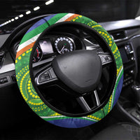 India Vs Australian Cricket Steering Wheel Cover Ashoka Chakra and Aboriginal Together - Wonder Print Shop
