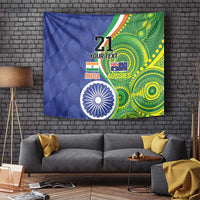 India Vs Australian Cricket Custom Tapestry Ashoka Chakra and Aboriginal Together - Wonder Print Shop