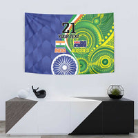 India Vs Australian Cricket Custom Tapestry Ashoka Chakra and Aboriginal Together - Wonder Print Shop