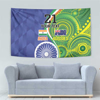 India Vs Australian Cricket Custom Tapestry Ashoka Chakra and Aboriginal Together - Wonder Print Shop