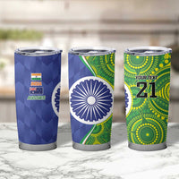 India Vs Australian Cricket Custom Tumbler Cup Ashoka Chakra and Aboriginal Together - Wonder Print Shop