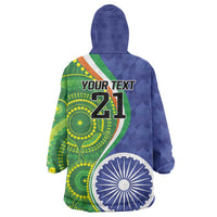 India Vs Australian Cricket Custom Wearable Blanket Hoodie Ashoka Chakra and Aboriginal Together - Wonder Print Shop