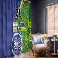 India Vs Australian Cricket Custom Window Curtain Ashoka Chakra and Aboriginal Together - Wonder Print Shop