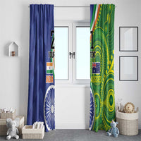 India Vs Australian Cricket Custom Window Curtain Ashoka Chakra and Aboriginal Together - Wonder Print Shop