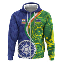 India Vs Australian Cricket Custom Zip Hoodie Ashoka Chakra and Aboriginal Together - Wonder Print Shop