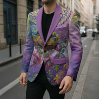 Mardi Gras Crawfish Personalized Blazer NOLA Fat Tuesday Drip Art - Wonder Print Shop