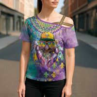 Mardi Gras Crawfish Personalized Cross Shoulder Shirt NOLA Fat Tuesday Drip Art - Wonder Print Shop
