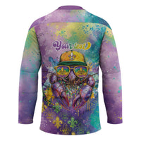 Mardi Gras Crawfish Personalized Hockey Jersey NOLA Fat Tuesday Drip Art - Wonder Print Shop