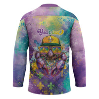 Mardi Gras Crawfish Personalized Hockey Jersey NOLA Fat Tuesday Drip Art - Wonder Print Shop