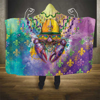 Mardi Gras Crawfish Hooded Blanket NOLA Fat Tuesday Drip Art - Wonder Print Shop