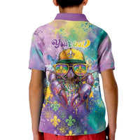 Mardi Gras Crawfish Personalized Kid Polo Shirt NOLA Fat Tuesday Drip Art - Wonder Print Shop