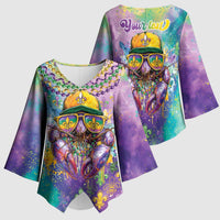 Mardi Gras Crawfish Personalized Kimono Sleeve Blouse NOLA Fat Tuesday Drip Art - Wonder Print Shop