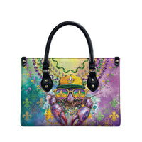 Mardi Gras Crawfish Leather Bag NOLA Fat Tuesday Drip Art - Wonder Print Shop