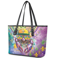 Mardi Gras Crawfish Leather Tote Bag NOLA Fat Tuesday Drip Art - Wonder Print Shop