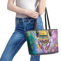Mardi Gras Crawfish Leather Tote Bag NOLA Fat Tuesday Drip Art - Wonder Print Shop