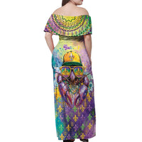 Mardi Gras Crawfish Personalized Off Shoulder Maxi Dress NOLA Fat Tuesday Drip Art - Wonder Print Shop