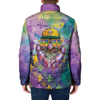 Mardi Gras Crawfish Personalized Padded Jacket NOLA Fat Tuesday Drip Art - undefined
