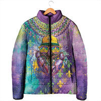 Mardi Gras Crawfish Personalized Padded Jacket NOLA Fat Tuesday Drip Art - undefined