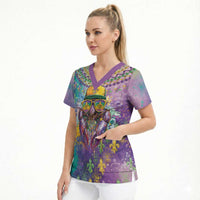 Mardi Gras Crawfish Personalized Scrub Top NOLA Fat Tuesday Drip Art - Wonder Print Shop