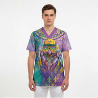 Mardi Gras Crawfish Personalized Scrub Top NOLA Fat Tuesday Drip Art - Wonder Print Shop