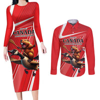 Personalized Beaver and Goose Happy Canada Day Couples Matching Long Sleeve Bodycon Dress and Long Sleeve Button Shirt Est 1867 A Mari Usque Ad Mare