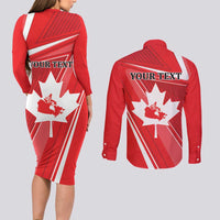 Personalized Beaver and Goose Happy Canada Day Couples Matching Long Sleeve Bodycon Dress and Long Sleeve Button Shirt Est 1867 A Mari Usque Ad Mare