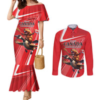 Personalized Beaver and Goose Happy Canada Day Couples Matching Mermaid Dress and Long Sleeve Button Shirt Est 1867 A Mari Usque Ad Mare