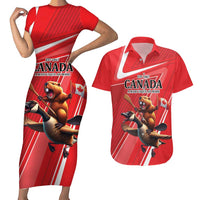 Personalized Beaver and Goose Happy Canada Day Couples Matching Short Sleeve Bodycon Dress and Hawaiian Shirt Est 1867 A Mari Usque Ad Mare