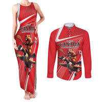 Personalized Beaver and Goose Happy Canada Day Couples Matching Tank Maxi Dress and Long Sleeve Button Shirt Est 1867 A Mari Usque Ad Mare