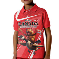 Personalized Beaver and Goose Happy Canada Day Kid Polo Shirt Est 1867 A Mari Usque Ad Mare