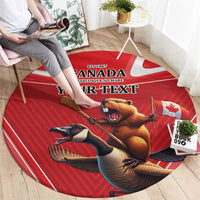 Personalized Beaver and Goose Happy Canada Day Round Carpet Est 1867 A Mari Usque Ad Mare