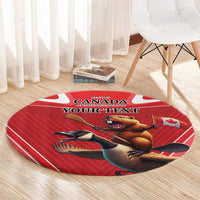 Personalized Beaver and Goose Happy Canada Day Round Carpet Est 1867 A Mari Usque Ad Mare