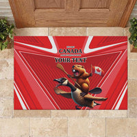 Personalized Beaver and Goose Happy Canada Day Rubber Doormat Est 1867 A Mari Usque Ad Mare