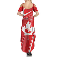Personalized Beaver and Goose Happy Canada Day Summer Maxi Dress Est 1867 A Mari Usque Ad Mare
