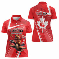 Personalized Beaver and Goose Happy Canada Day Women Polo Shirt Est 1867 A Mari Usque Ad Mare