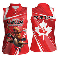 Personalized Beaver and Goose Happy Canada Day Women Sleeveless Polo Shirt Est 1867 A Mari Usque Ad Mare