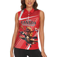 Personalized Beaver and Goose Happy Canada Day Women Sleeveless Polo Shirt Est 1867 A Mari Usque Ad Mare