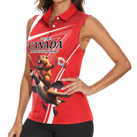 Personalized Beaver and Goose Happy Canada Day Women Sleeveless Polo Shirt Est 1867 A Mari Usque Ad Mare