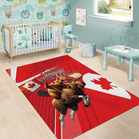 Personalized Beaver and Moose Happy Canada Day Area Rug Est 1867 A Mari Usque Ad Mare
