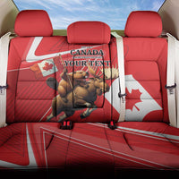 Personalized Beaver and Moose Happy Canada Day Back Car Seat Cover Est 1867 A Mari Usque Ad Mare