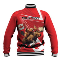 Personalized Beaver and Moose Happy Canada Day Baseball Jacket Est 1867 A Mari Usque Ad Mare